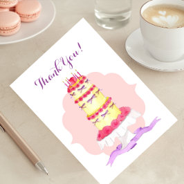 Carte de remerciements de gâteau aux fleurs en cas