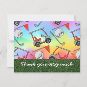 Carte de remerciements de golf avec chariot et dra