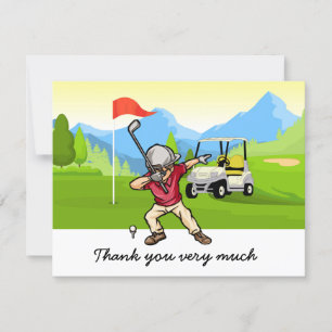 Carte de remerciements de golf avec golfeur en ver