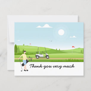 Carte de remerciements de golf avec golfeur en ver