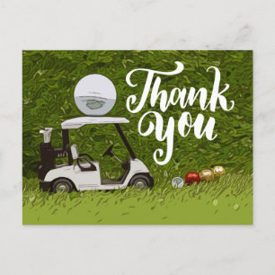 Carte de remerciements de golf avec voiturette de