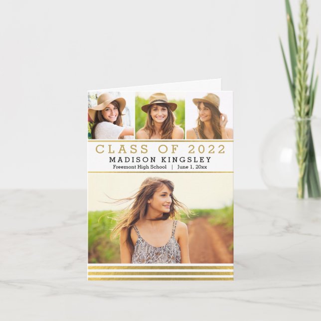 Carte de remerciements de graduation Classic Strip (Devant)