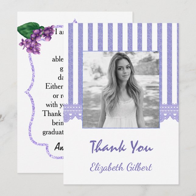 Carte de remerciements de graduation de la photo f (Devant / Derrière)