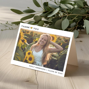 Carte de remerciements de graduation dorée moderne