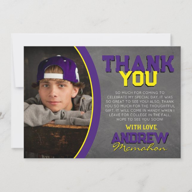 Carte de remerciements de graduation du tableau ro (Devant)