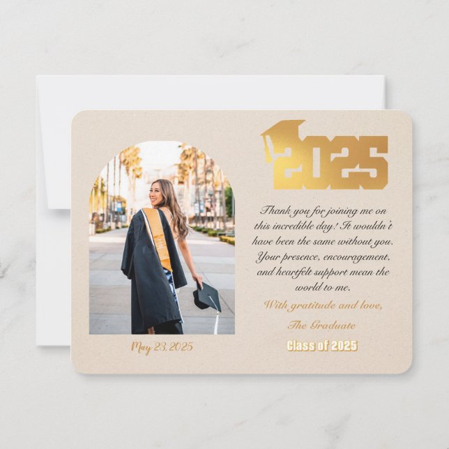 Carte de remerciements de graduation personnalisab (Dos)