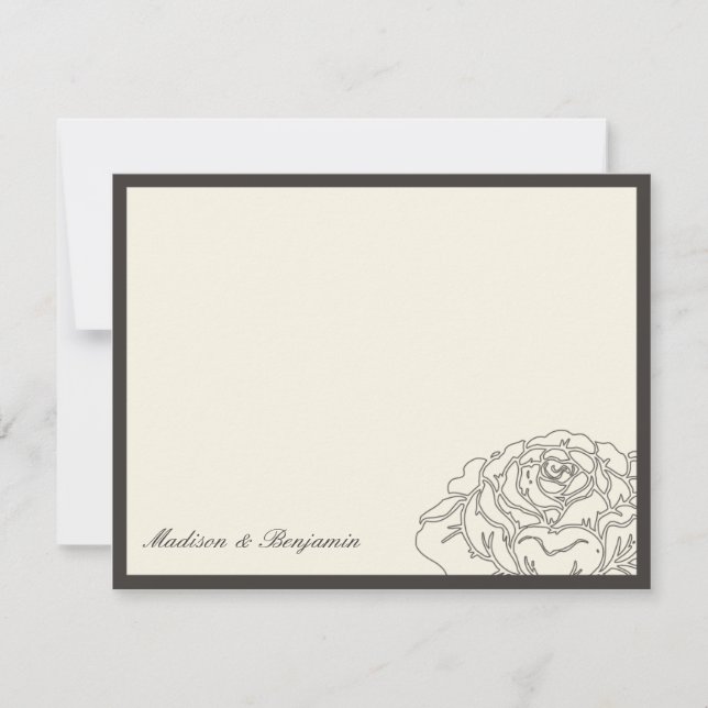 Carte de remerciements de jardin Rose - Charbon (Devant)