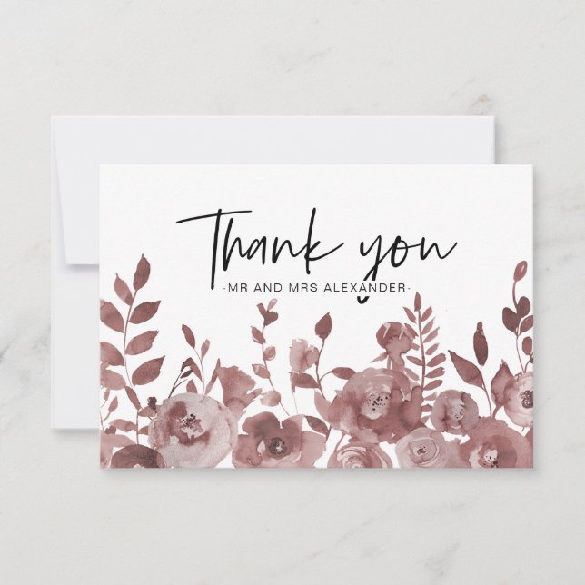 Carte De Remerciements De jolies fleurs aquarelles mauves (Devant)