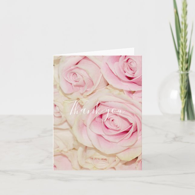 Carte De Remerciements De jolies roses blanches roses (Devant)