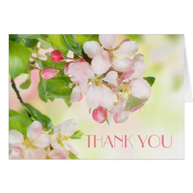 Carte de remerciements de la branche de fleurs ros (Devant horizontal)