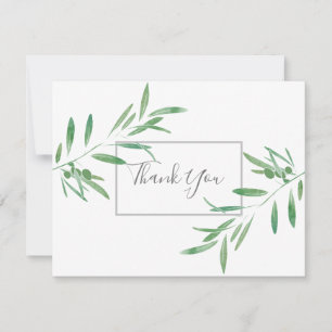 Carte de remerciements de la branche d'olive aquar