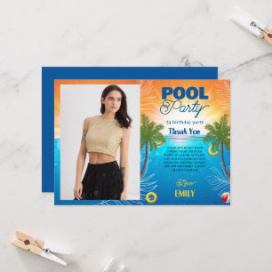 carte de remerciements de la fête de la piscine de
