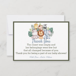 Carte de remerciements de la fête du Baby shower a