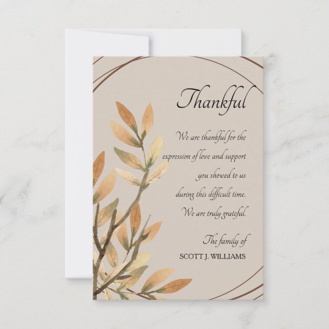 Carte de remerciements de la grâce du souvenir (Devant)