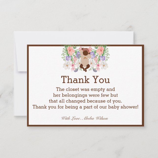 Carte de remerciements de la partie Baby shower af (Devant)