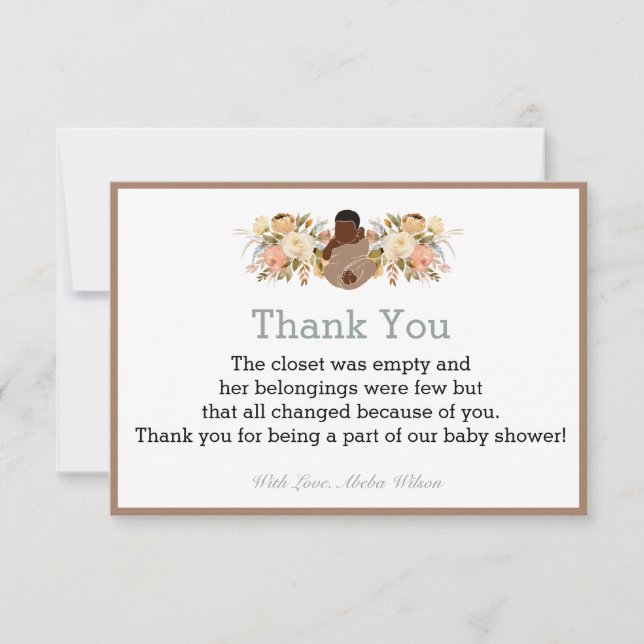Carte de remerciements de la partie Baby shower af (Devant)