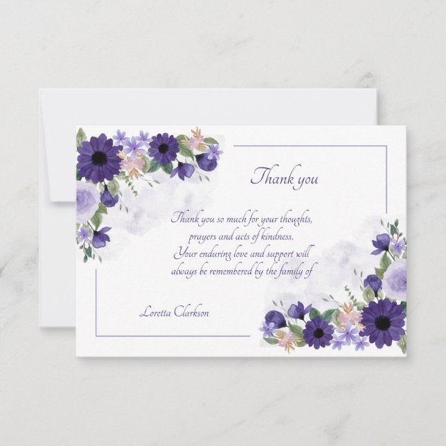 Carte de remerciements de la sympathie florale de  (Devant)