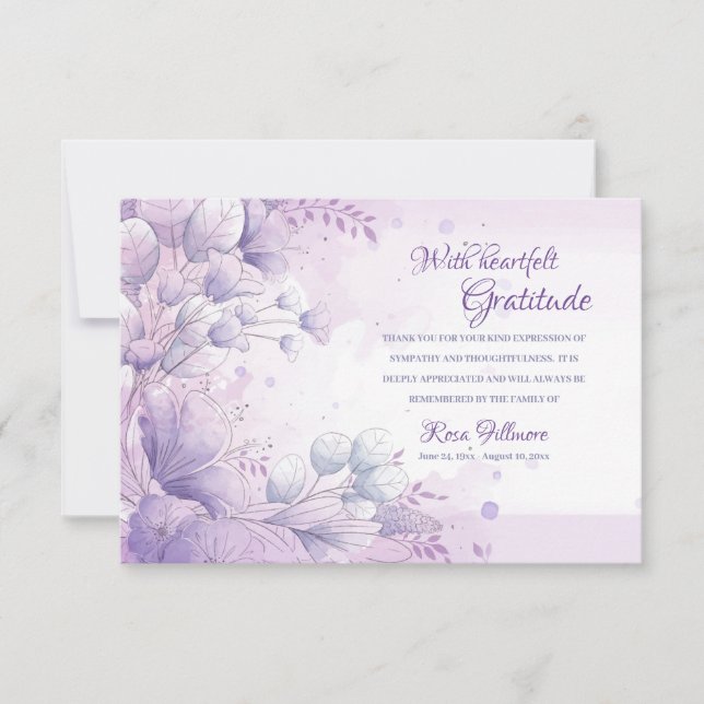 Carte de remerciements de la sympathie florale de  (Devant)
