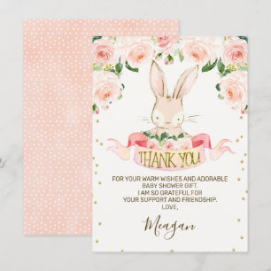 Carte de remerciements de lapin rose lapin lapin