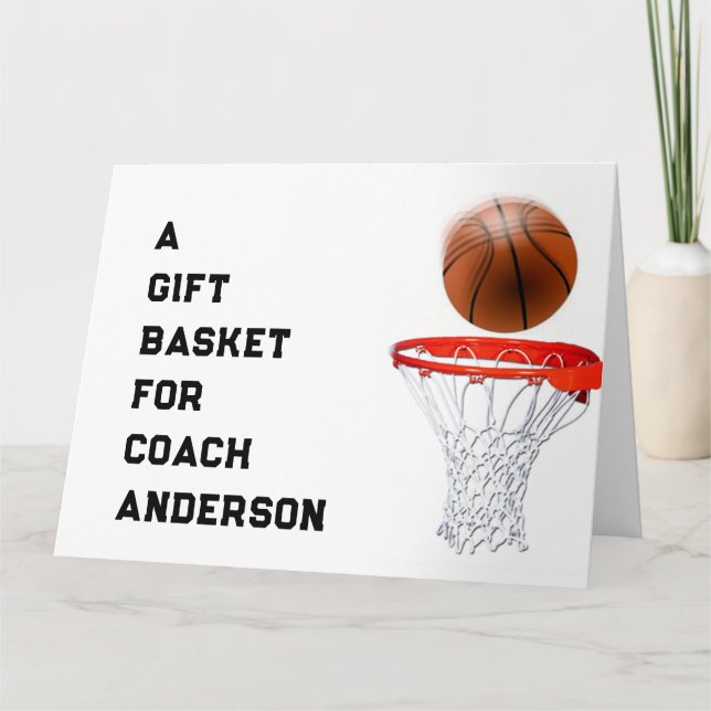 Carte de remerciements de l'entraîneur de basket-b (Devant)
