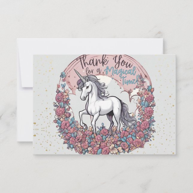 Carte de remerciements de licorne magique (Devant)