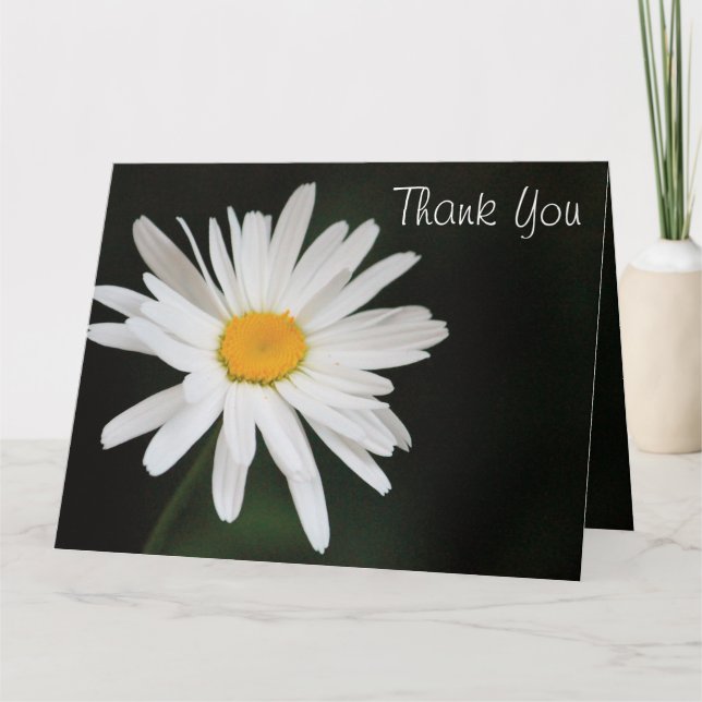 Carte de remerciements De Marguerite Noir Et Blanc (Devant)