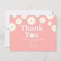 Carte de remerciements de marguerite rose