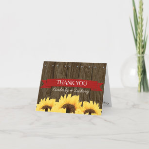 CARTE DE REMERCIEMENTS DE MARIAGE AU TOURNESOL ROU