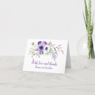 Carte de remerciements de Mariage blanc de lavande