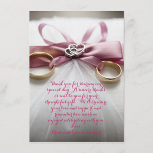 Carte de remerciements de Mariage de Bow rose