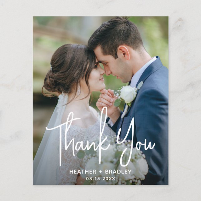 Carte de remerciements de Mariage de budget photo  (Devant)