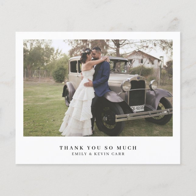 Carte de remerciements de Mariage de budget photo  (Devant)