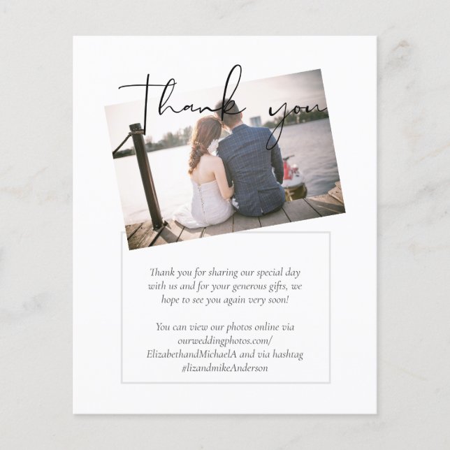 Carte de remerciements de Mariage de budget PHOTO  (Devant)