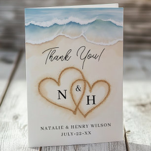 Carte de remerciements de mariage de plage avec co