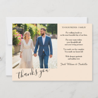 Carte de remerciements de mariage élégant avec pho