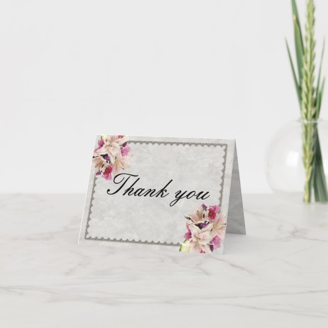 Carte de remerciements de Mariage en marbre blanc  (Devant)