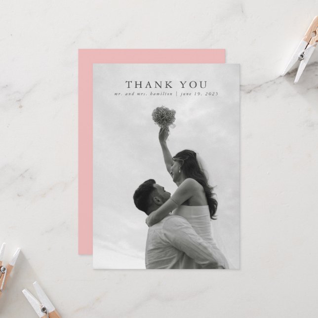 Carte de remerciements de mariage fleur sauvage ro (Devant/Arrière en situation)