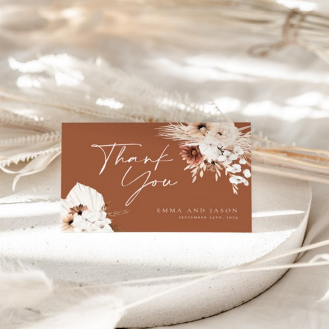 Carte de remerciements de Mariage Floral Boho en t (Créateur téléchargé)