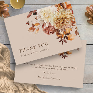 Carte de remerciements de Mariage floral Taupe d'a