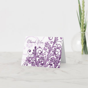 Carte de remerciements de Mariage floral violet et
