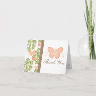 CARTE DE REMERCIEMENTS DE MARIAGE PAPILLON À LA PÊ