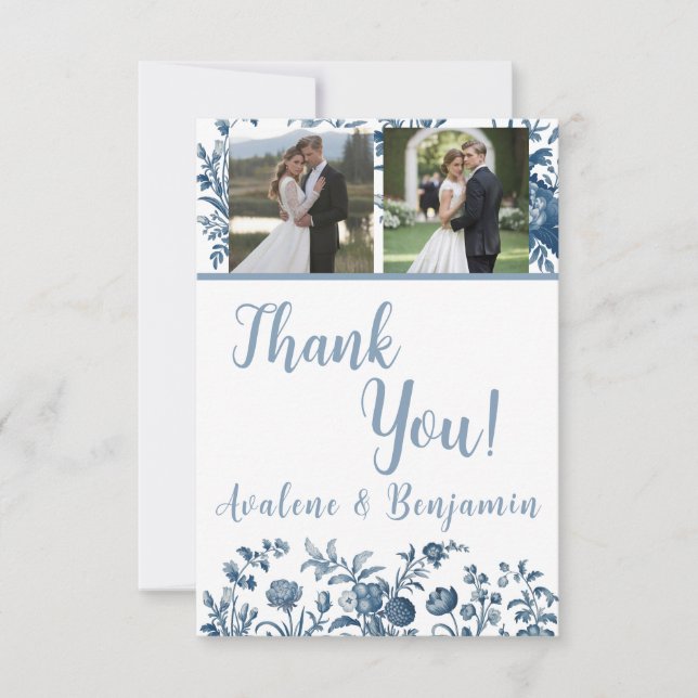 Carte de remerciements de Mariage photo de Toile d (Devant)