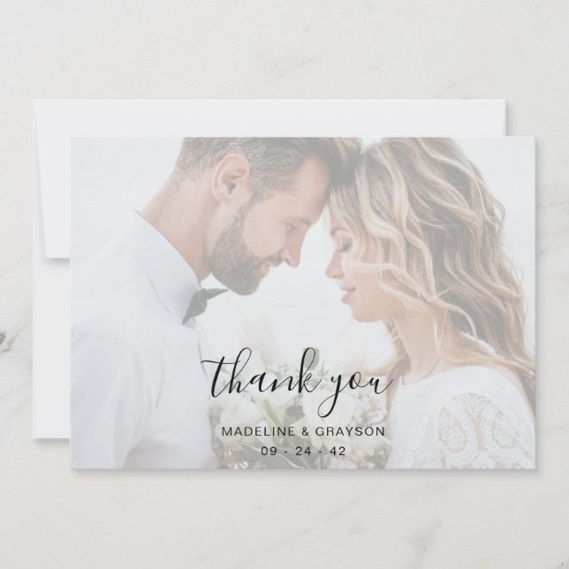 Carte de remerciements de Mariage photo Overlay Sc (Devant)