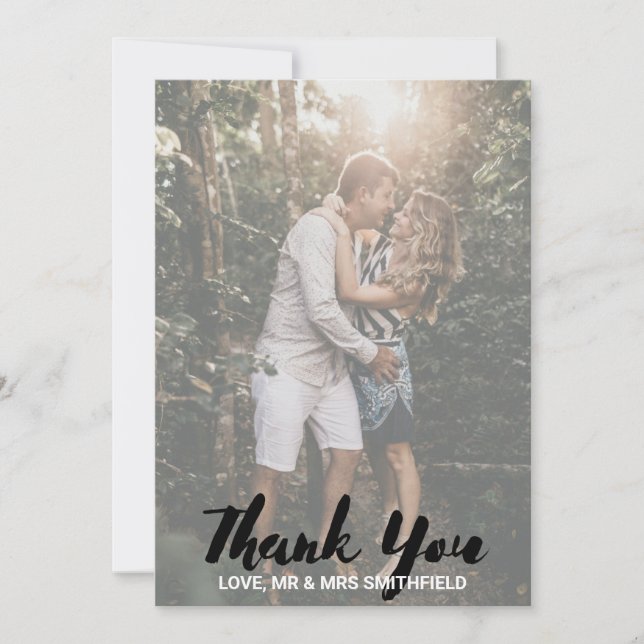 Carte de remerciements de Mariage photo personnali (Devant)