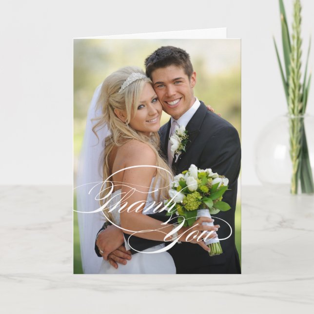 CARTE DE REMERCIEMENTS DE MARIAGE PHOTO PLIÉE | ÉC (Devant)