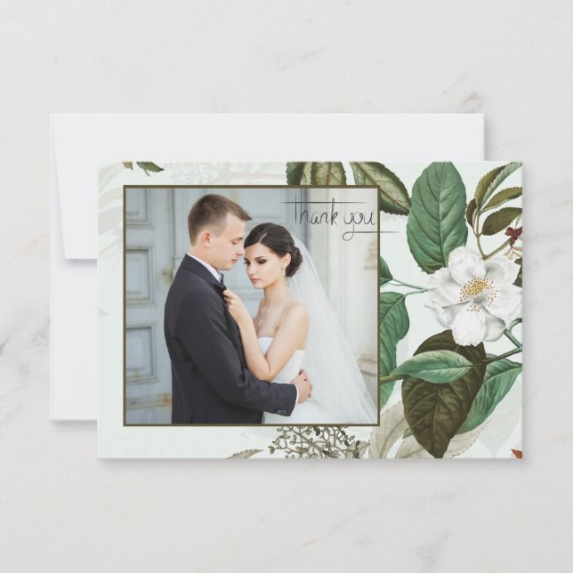 Carte de remerciements de Mariage photo Rose sauva (Devant)
