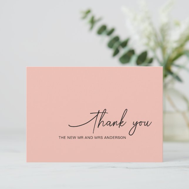 Carte de remerciements de Mariage romantique tourb (Debout devant)