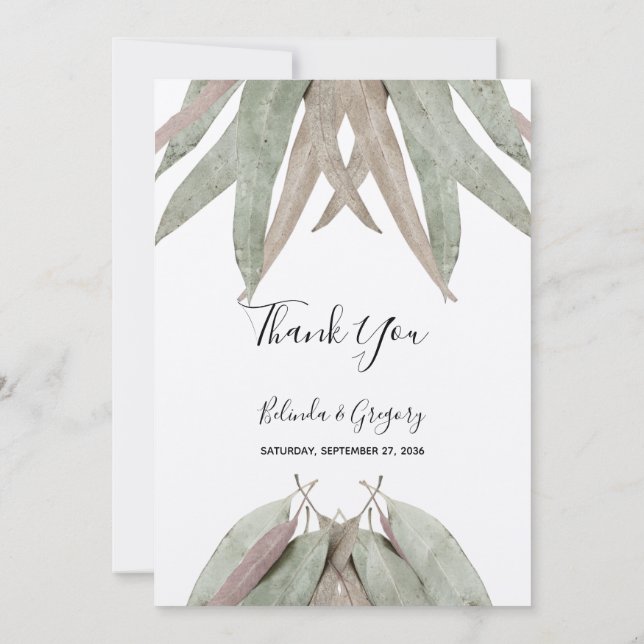 Carte de remerciements de Mariage Russe Eucalyptus (Dos)