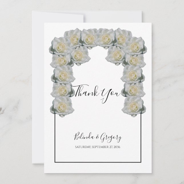 Carte de remerciements de Mariage Russe White Rose (Dos)