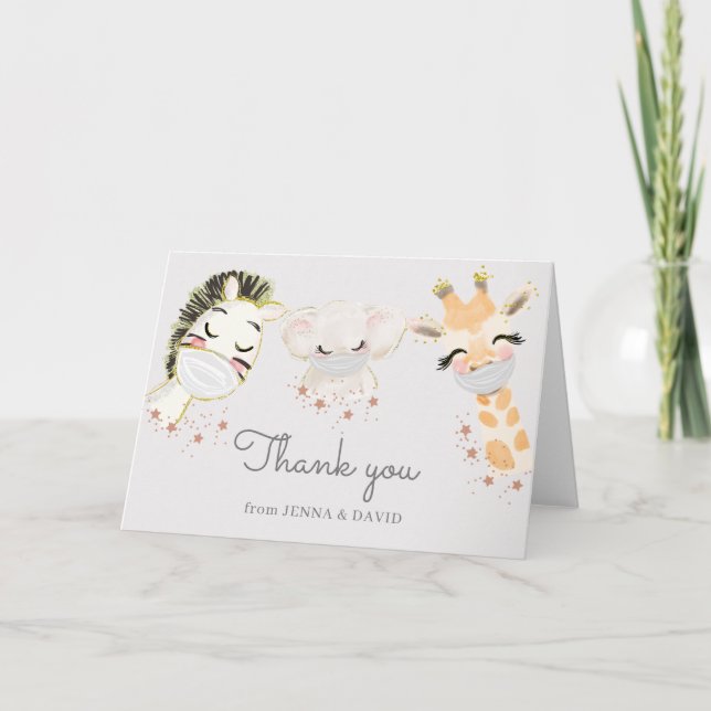 carte de remerciements de masque pour bébés (Devant)